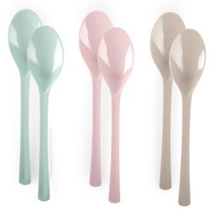 Lepels van kunststof - 6x - herbruikbaar plastic - 19 cm - BBQ / Verjaardag / Camping / Party