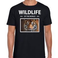 Tijger t-shirt met dieren foto wildlife of the world zwart voor heren