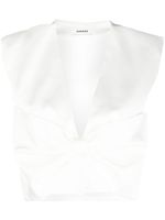 SANDRO oversized bow-detail cropped top - Blanc