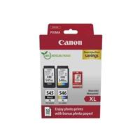 Pak met 2 inktcartridges + fotopapierpakket - CANON - PG-545XL Zwart + CL-546XL Kleur - Hoog rendement