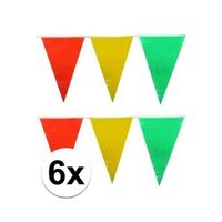 6x plastic vlaggenlijn geel/rood/groen 10 meter   -