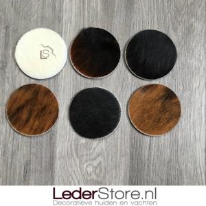 Koeienhuid onderzetters normandier bruin zwart wit 10x10cm