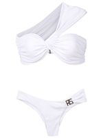 Amir Slama bikini nervuré à design asymétrique à une épaule - Blanc - thumbnail