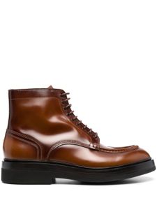 Santoni bottines en cuir à lacets - Marron