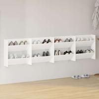 VidaXL Wandschoenenkasten 4 st 60x18x60 cm bewerkt hout wit