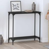Wandtafel met plank Zwart eiken 75 x 30.5 x 75 cm Bewerkt hout