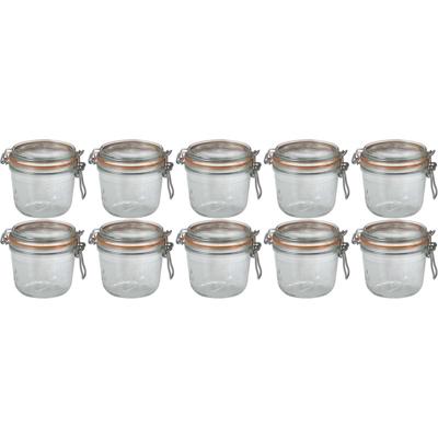Voorraad/weckpot - 10x - transparant - glas - 10,5 x 10 cm - 500 ml - Le Parfait