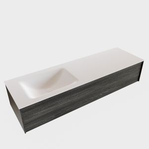 Badkamermeubel BWS Madrid Antraciet 150x45x30 cm Mat Witte Solid Surface Wastafel Links (1 kraangat)