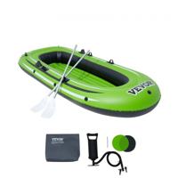 VEVOR rubberboot opblaasbare vissersboot voor 3 personen, draagbare bootvlotkajak gemaakt van stevig PVC, 45,6 inch aluminium roeispaan, krachtige pomp, hengelhouder en 2 stoelen, 340 kg capaciteit