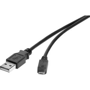 Renkforce USB-kabel USB 2.0 USB-A stekker, USB-micro-B stekker 0.30 m Zwart Vergulde steekcontacten RF-4463076