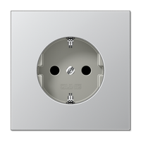 Jung wandcontactdoos 1-voudig met randaarde en kinderbeveiliging Aluminium AL 1520NKI