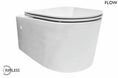 Wiesbaden Flow rimless wandcloset met flatline zitting wit