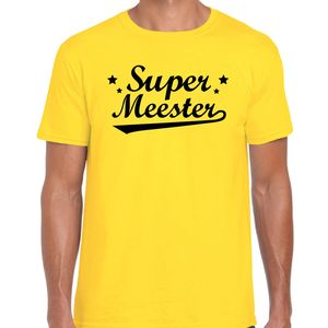 Super meester cadeau t-shirt geel heren