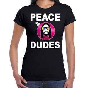 Zwarte Kerstshirt / Kerstkleding peace dudes voor dames met social media kerstbal 2XL  -