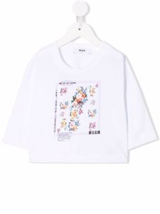 MSGM Kids t-shirt à fleurs - Blanc