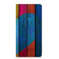 Samsung Galaxy A35 Book Wallet Case Wood Heart - Cadeau voor je Vriend