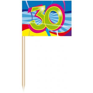 150x stuks Cocktail prikkers 30 jaar thema feestartikelen
