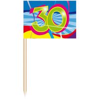 150x stuks Cocktail prikkers 30 jaar thema feestartikelen - thumbnail