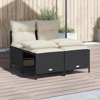 4-delige Loungeset met kussens poly rattan zwart - thumbnail