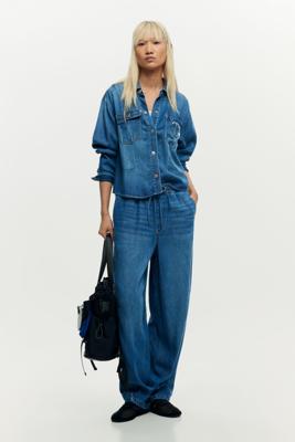 Lange elastische denim broek - BLUE - XL