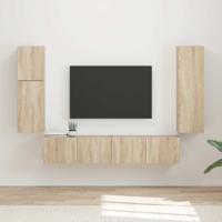 Tv-meubelset Wandgemonteerd 4 pcs Sonoma Eiken Bewerkt hout