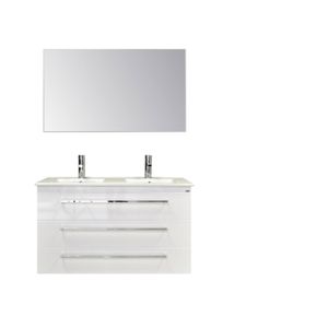 Badkamermeubelset Sanicare Q1 3 Soft Close Lades Met Spiegel Belluno Eiken 121x46 cm