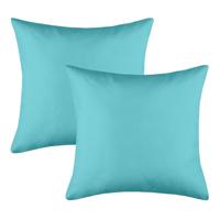 Stof Textile sierkussen Hawaii - 2x - aqua blauw - 40 x 40 cm - bank kussens - polyester