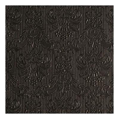 Servetten Luxe - 45x stuks - 33 x 33 cm - zwart - barok patroon - 3 laags