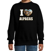 I love alpacas sweater / trui met dieren foto van een alpaca zwart voor kinderen