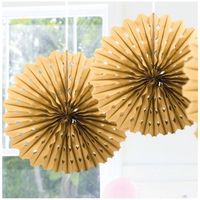 3x Honeycomb waaiers goud 45 cm - Hangdecoratie