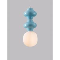 Lyora HanglampClio M blauw keremiek met wit glas - 9009113