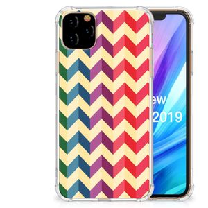 Apple iPhone 11 Pro Max Doorzichtige Silicone Hoesje Zigzag Multi Color