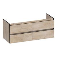 Brauer Joy Edge - Onderkast - 120 cm - met 4 Softclose Lades Greeploos en 2 Sifon Uitsparingen - Forest Wheat