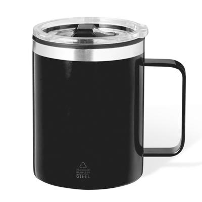 Warmhoudbeker - thermos beker Barista - reis koffiebeker - RVS - zwart - 400 ml - deksel