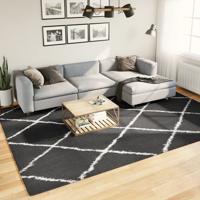 VidaXL Vloerkleed shaggy hoogpolig modern 240x340 cm zwart en crème