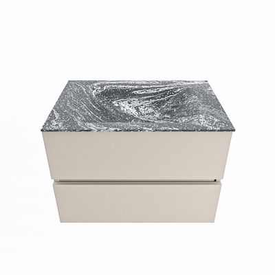 MONDIAZ VICA-DLUX 70cm badmeubel onderkast Linen 2 lades. Inbouw wastafel CLOUD midden zonder kraangat, kleur Lava.