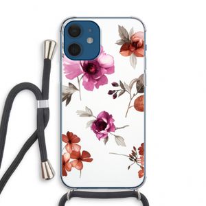 Geschilderde bloemen: iPhone 12 mini Transparant Hoesje met koord