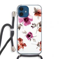 Geschilderde bloemen: iPhone 12 mini Transparant Hoesje met koord