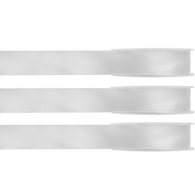Hobby/decoratie satijnen lint - 3x - wit - 1 cm x 25 meter - cadeauverpakking - polyester