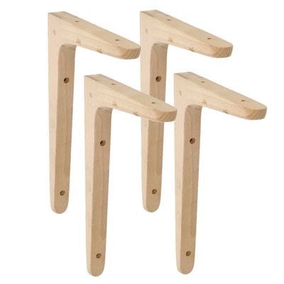 AMIG Plankdrager/planksteun van hout - 4x - lichtbruin - H200 x B125 mm AMIG Plankdrager/planksteun van hout - 4x - lichtbruin - H200 x B125 mm