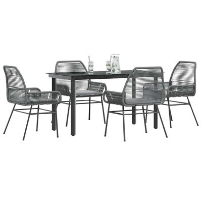 5-delige Tuinset met kussens poly rattan glas grijs