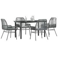 5-delige Tuinset met kussens poly rattan glas grijs
