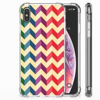 Apple iPhone Xs Max Doorzichtige Silicone Hoesje Zigzag Multi Color