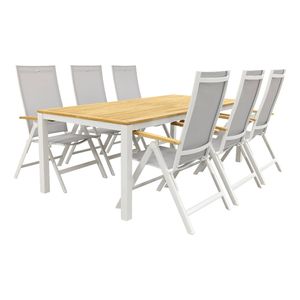 Hartman Napoli teak wit/Sonata 220 cm. tuinset - 7-delig