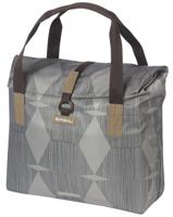 Basil elegance fietsshopper, green pet, waterkerende vouwsluiting, gepolsterde hand/schouderbanden, 20-26l, taupe