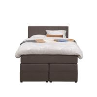 Leen Bakker - Boxspring Met Opbergruimte Liv Geblokt - Donker - 120x200 Cm - Stof - Bruin