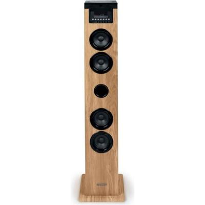 Torenluidspreker - THOMSON - Zwart/Hout - Bluetooth/CD/USB/SD, 60W, FM-radio, Afstandsbediening, Voeding 230V