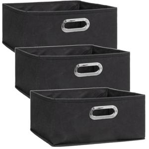 Opbergmand/kastmand - Set van 3x stuks - donkergrijs - linnen - 14 liter - 31 x 31 x 15 cm - Opbergb