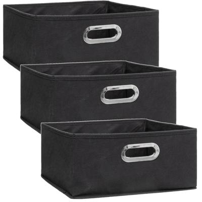 Opbergmand/kastmand - Set van 3x stuks - donkergrijs - linnen - 14 liter - 31 x 31 x 15 cm - Opbergb