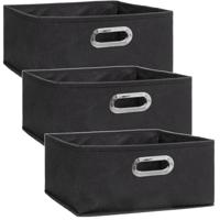 Opbergmand/kastmand - Set van 3x stuks - donkergrijs - linnen - 14 liter - 31 x 31 x 15 cm - Opbergb